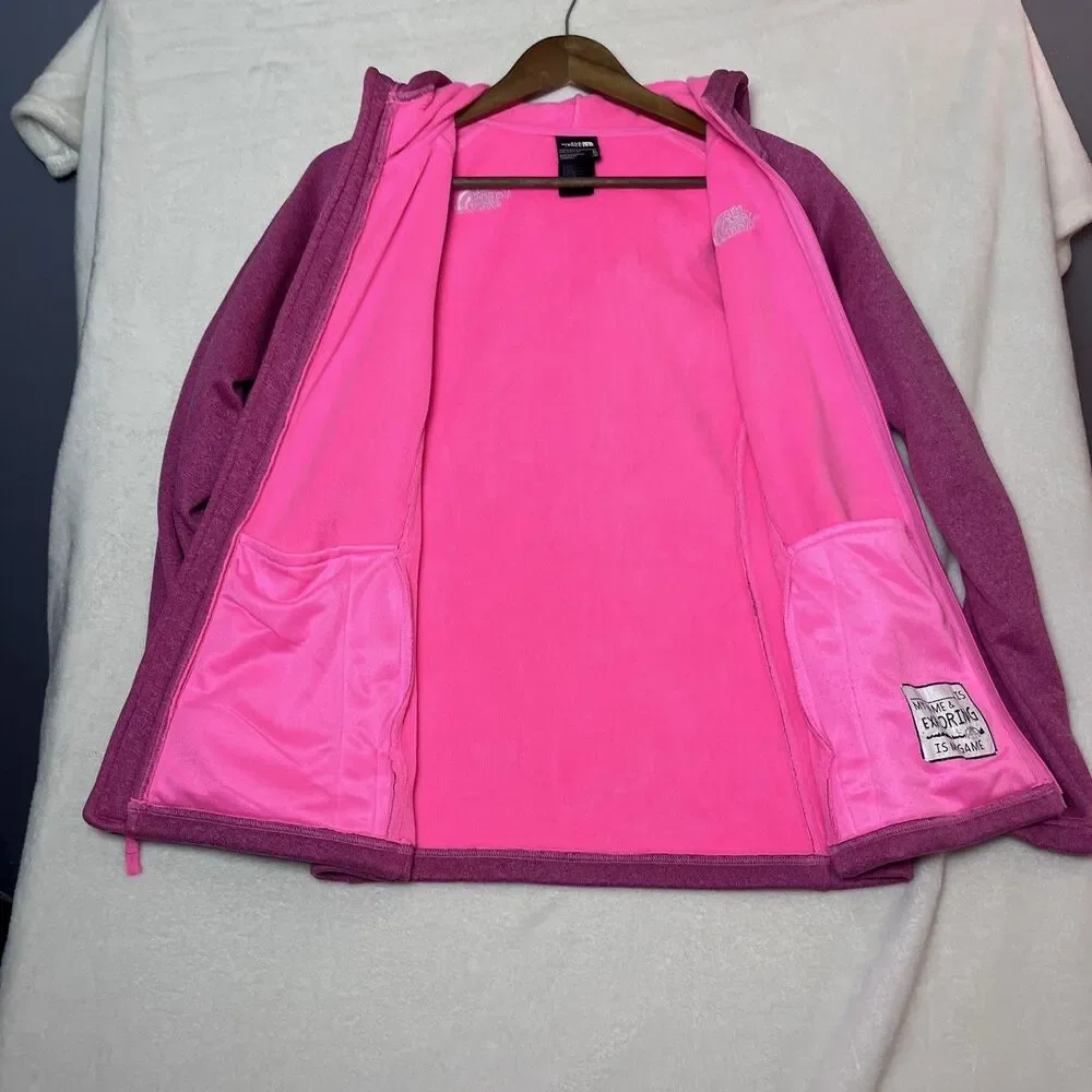 North Face Girls XL 18 Pink Full Zip Fleece Hoodie Jacket Gorpcore Outdoor